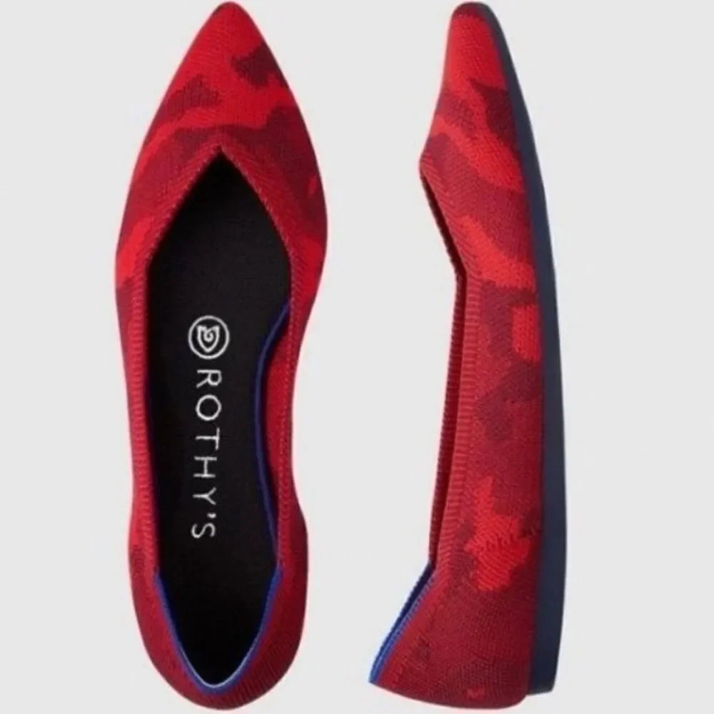 Rothy’s limited edition the point red camo flats